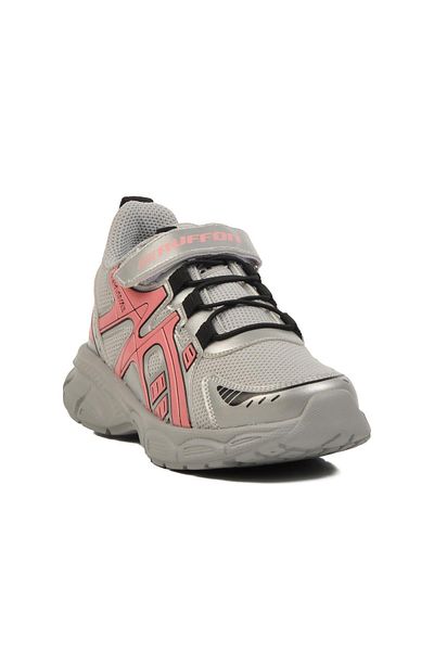 WALKWAY Silver Pink Velcro Mesh Lightweight Girls' Sneakers F