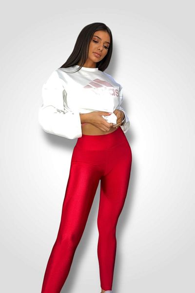 BOMBFIT Shiny Red Premium Tights, high waist, made of lycra, for women