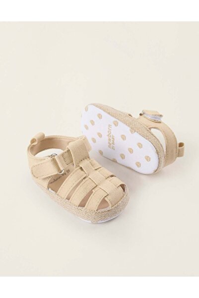 Ziddy Fabric Sandals with Jute for Newborn Boys, Beige