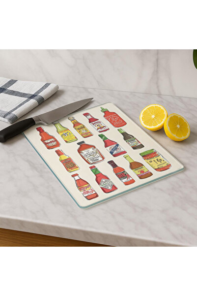 huhuli Cam Kesme Tahtası 20x30 cm | Temperli Cam | Hijyenik ve Dayanıklı Mutf...