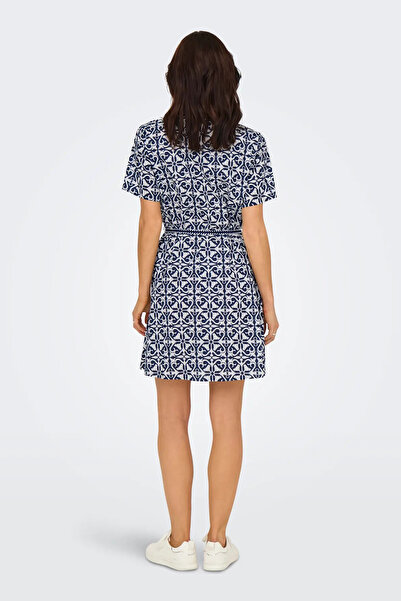 JDY Women's Jdyanna Dress 100% Cotton 15351014   Navy Blue Short Sleeve