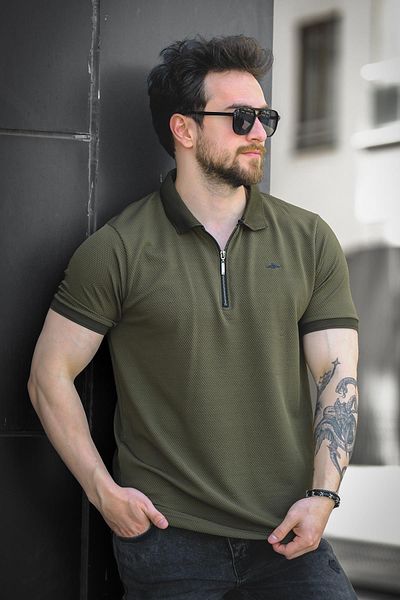 Oksit Ανδρικό μπλουζάκι Zack Polo Collar Honeycomb Fabric Half Zipper