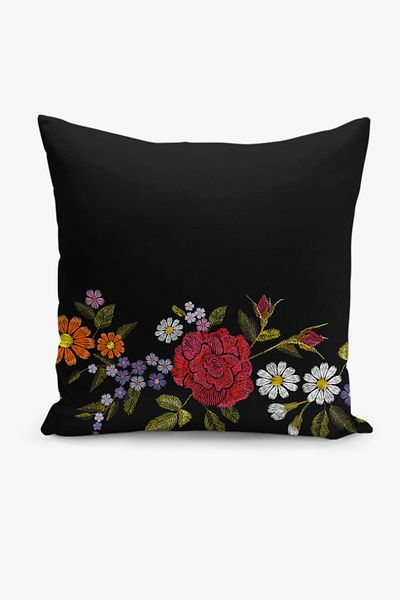 Filamente Husă de pernă cu imprimare digitală pe două fețe, cu aspect de broderie, model floral
