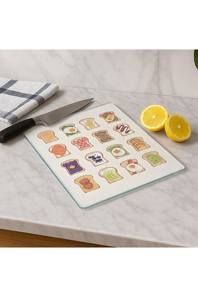 huhuli Glass Cutting Board 20X30 cm |   Tempered Glass |   Hygienic and Durable Kitchen Utensil
