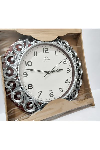 renkli çiçekler Wall Clock Silver Color Round 35 cm Wall Clock |