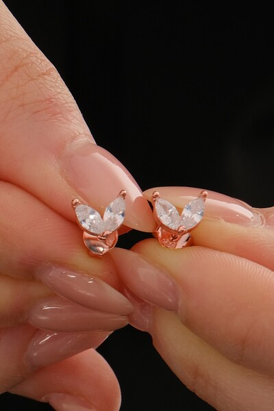 Söğütlü Silver Gümüş rose (MARKIZ) kesim zirkon taşlı buz çiçeği küpe SGTL128...
