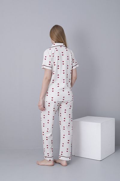 Miss Dünya Lissa Front Buttoned Shirt Collar Short Sleeve Woven Fabric Printed Maternity and Maternity Pajama Set
