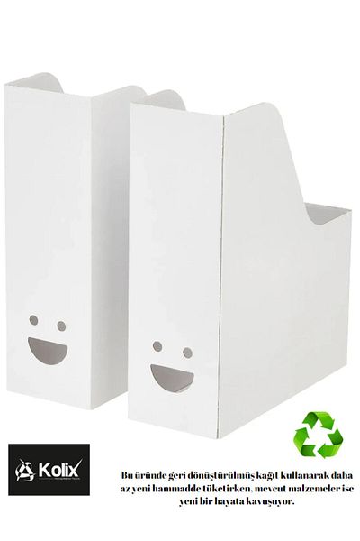 KOLİX Magazine File Set Cardboard Folder Smiley Face White 10PCS