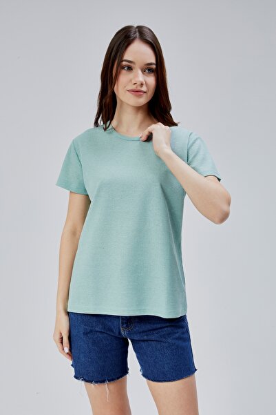 M MOONCOVER Tricou Mooncover pentru femei Textured Basic – Verde apă