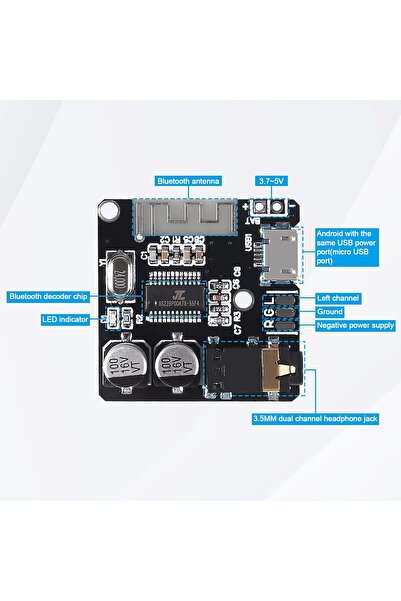 Sensör Modül Vhm-314 Bluetooth 5.0 Mp3 Ses Modülü - Yüksek Kaliteli Müzik Devre Kartı