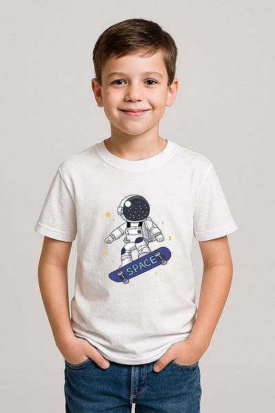 Let's Wear Μπλουζάκι για αγόρι με στάμπα Astronaut Skateboard