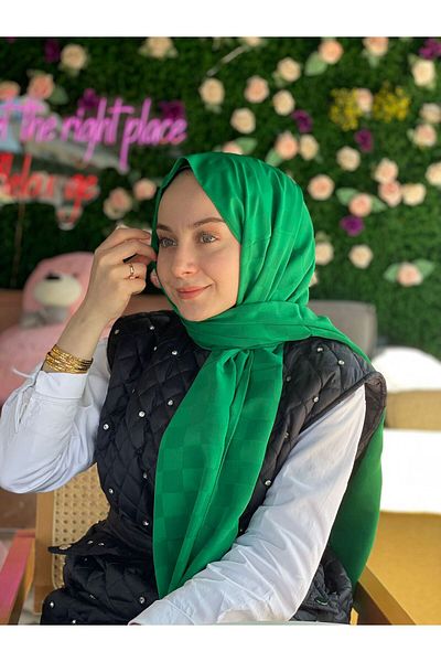 Sima Benetton Call Silk Jacquard Checkerboard Shawl