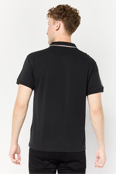PAUL FRANK Men Regular Fit Brand Logo Short Sleeves Polo Shirt, Black