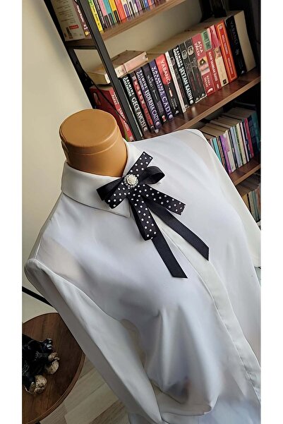 LO ADORO Women's Tie Special Production Bow Polka Dot Black and White Brooch Pin