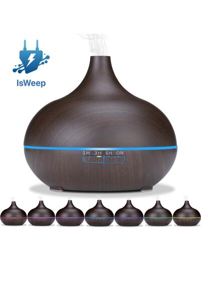Isweep Uzaktan Kumandalı 550 ml Aroma Difüzörü Ultrasonik Hava Nemlendirici 7 Renk Led