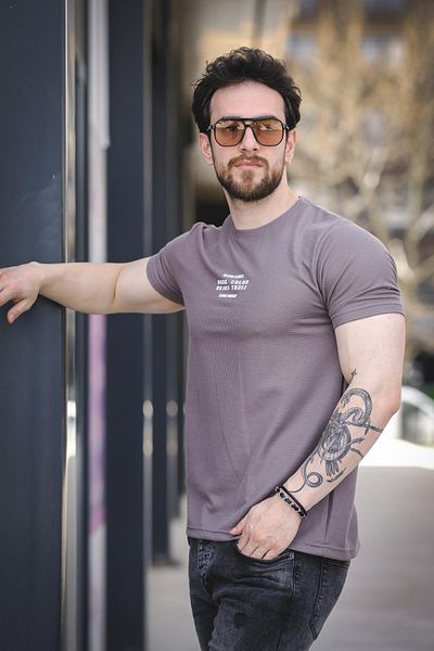 Oksit Ανδρικό μπλουζάκι Slow Lives Waffle Fabric Crew Neck με στάμπα