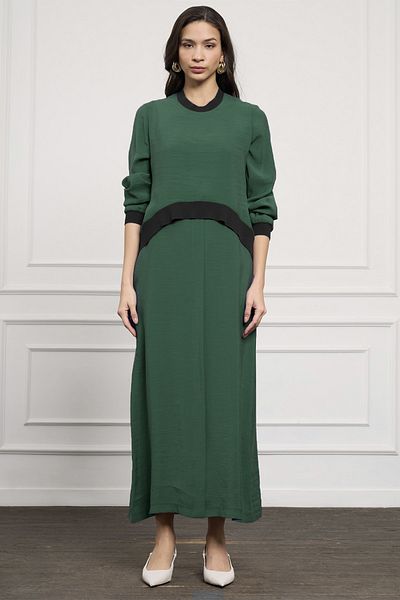 Nuss Two Piece Cloak Detail Dress 2044 Tourmaline Green