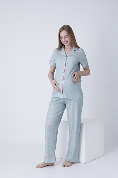 Miss Dünya Lissa Set de pijamale de maternitate și de maternitate cu guler de...