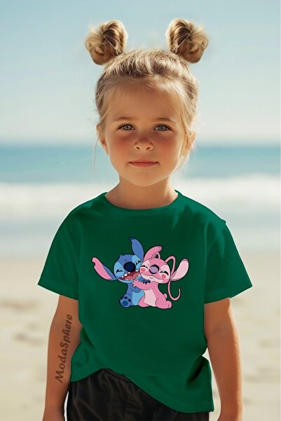 ModaSphere تي شيرت بناتي كبير الحجم مطبوع عليه STITCH AND LILO