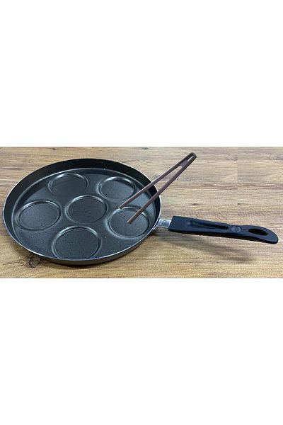 Mehtap Pancake Pan 30 cm 6 Compartments and Silicone Tongs