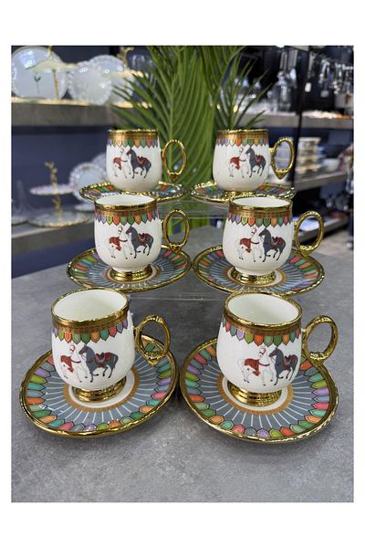 ACAR Gray Wilshire Luxury Porcelain 6-Piece Cup Set