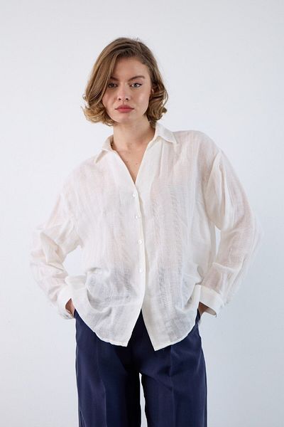 My Blog Πέτρινο διάφανο πουκάμισο Oversize - 4957