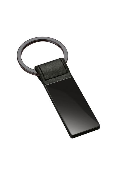 GiftExpress Black Leather Keychain