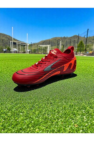 iskarpino Red Laced Football Cleats Soccer Shoes with Socks