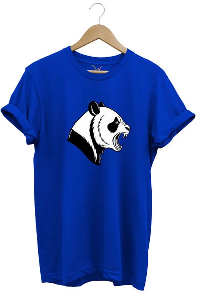 WİDİ Tricou albastru cu decolteu rotund din bumbac 100% imprimat Angry Roaring Panda