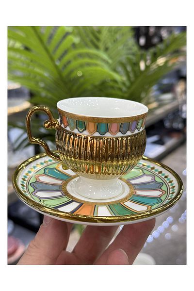 ACAR Pompei Luxury Porcelain Set of 6 Cups Green