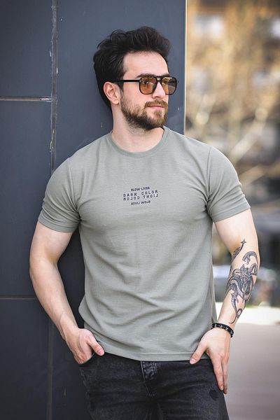 Oksit Ανδρικό μπλουζάκι Slow Lives Waffle Fabric Crew Neck με στάμπα