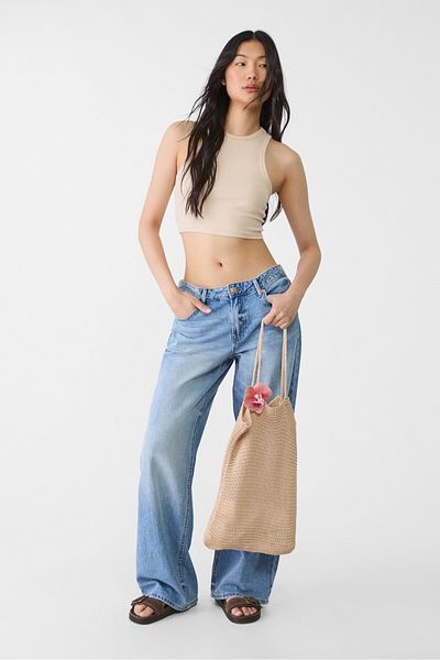 Stradivarius Floral crochet bag