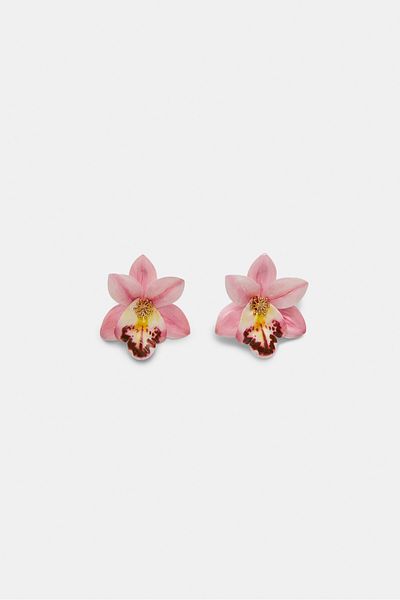 Stradivarius Orchid flower earrings