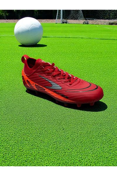 iskarpino Red Laced Football Cleats Soccer Shoes with Socks