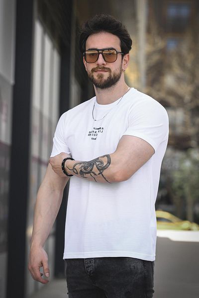 Oksit Ανδρικό μπλουζάκι Slow Lives Waffle Fabric Crew Neck με στάμπα