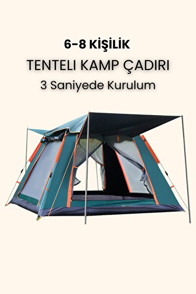 Yussraw 6-8 Kişilik Tam Otomatik Tenteli Kamp Çadırı 270x270x170