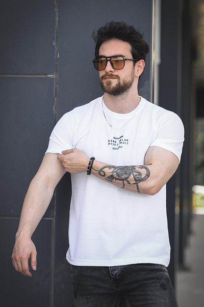 Oksit Ανδρικό μπλουζάκι Slow Lives Waffle Fabric Crew Neck με στάμπα