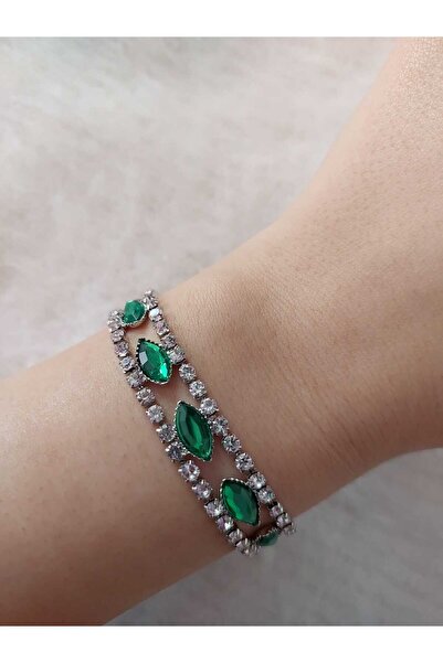 Avcıoğlu Aksesuar سوار نسائي من حجر الزركون والكريستال مطلي بالفضة ووعد الزفا...