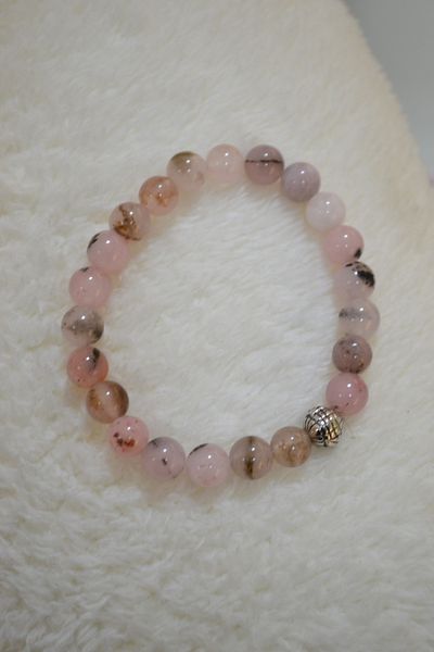 PANELVANKİT 1. Grade Quality Natural Rose Quartz Stone Bracelet Fine Energy Stone Gift
