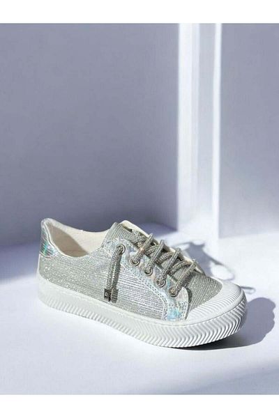 Zekids Girl's Glittery Lace-Up Sports Shoes