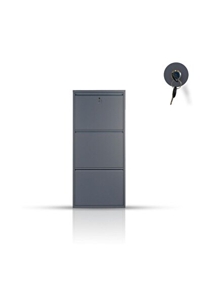 Arinna 3'lü Antrasit Metal Ayakkabılık ( Kilitli )