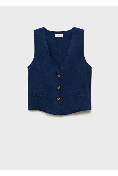 MANGO Woman Denim görünümlü lyocell yelek