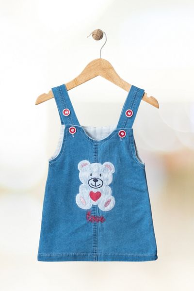Baby s Breath Flower Cute Heart Bear Patterned Denim-Jean Girls Gilet 1-2-3-4 Years Old Girls' Clothes