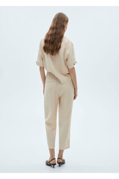 MANGO Woman Düz kesim kumaş pantolon
