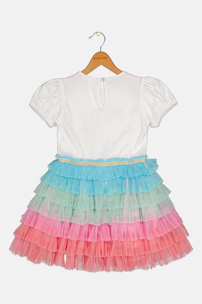 Miss Kids Girl Embroidered Dress, Multicolor
