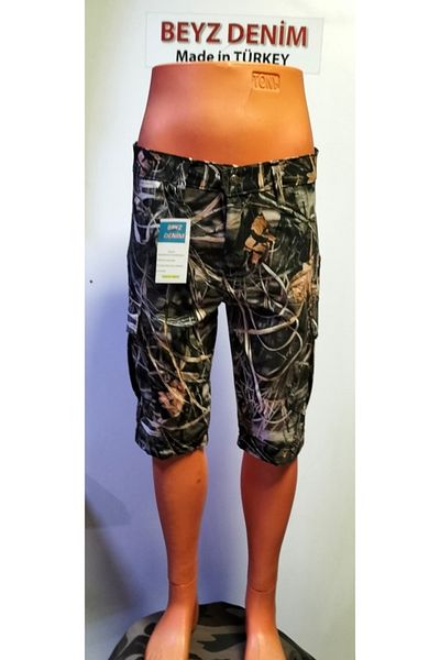 BeyzDenim Forest Pattern Woven Water Pushing Alto Capri Shorts under the Knee