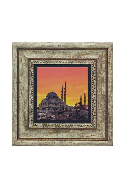 Sadrazam Istanbul Süleymaniye Mosque Printed Natural Stone Painting (20 X 20 Krt-166)