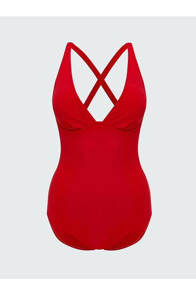 LC Waikiki Lcw Dream Red Flat Removable Pad Women's Swimsuit