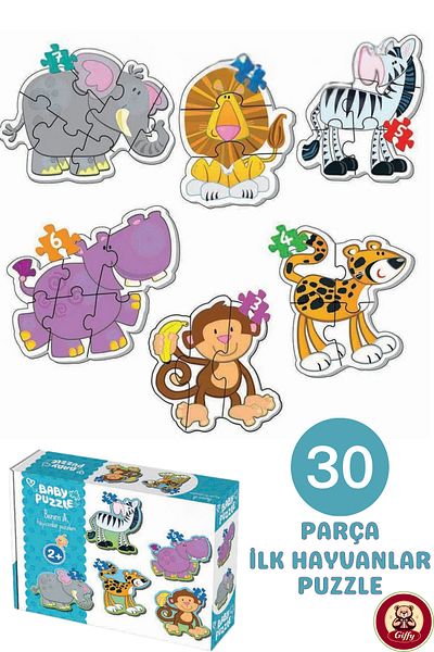 giffy Toy Baby Puzzle My First Animals Puzzle 30 Pieces Animals Educational Set Puzzle for Ages 2 and over