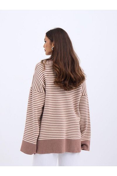 Fame 42481 Fame Knitted Striped Casual